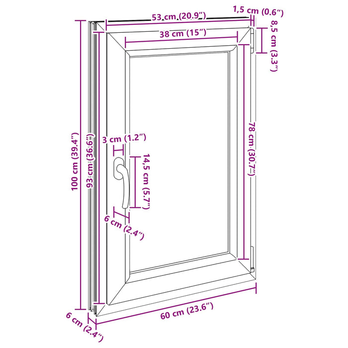 Fereastră pentru subsol RISOR Antracit 60 x 90 cm PVC și Sticlă - WALTI WALTI