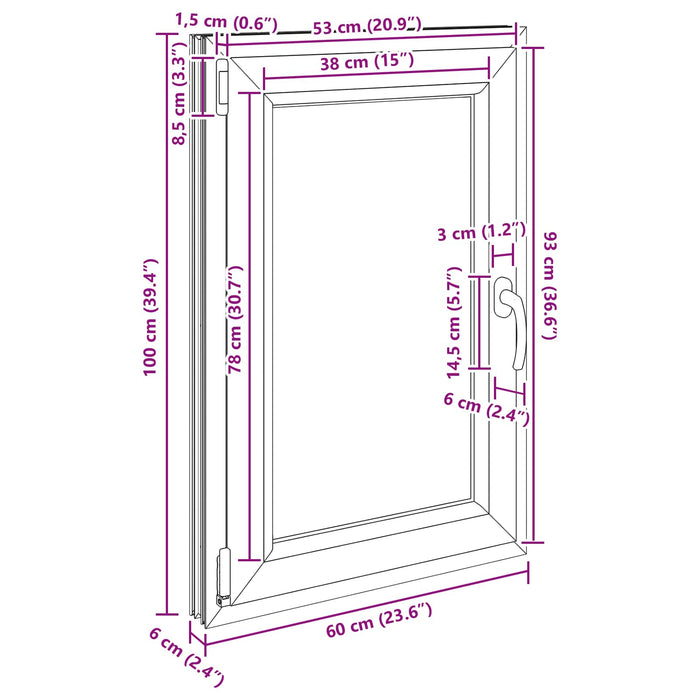 Fereastră pentru subsol RISOR Antracit 60 x 100 cm PVC și Sticlă - WALTI WALTI