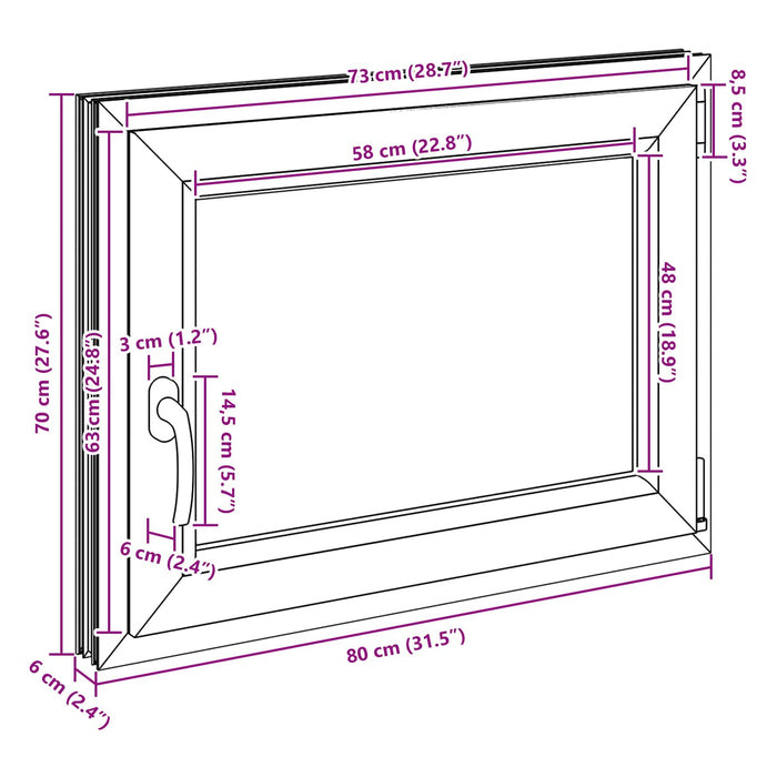 Fereastră pentru subsol RISOR Antracit 80 x 60 cm PVC și Sticlă - WALTI WALTI