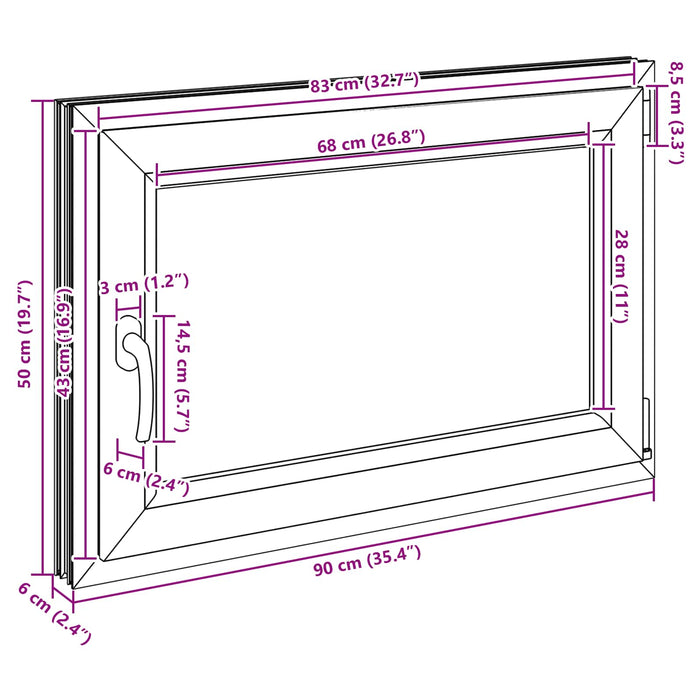 Fereastră pentru subsol RISOR Antracit 80 x 70 cm PVC și Sticlă - WALTI WALTI
