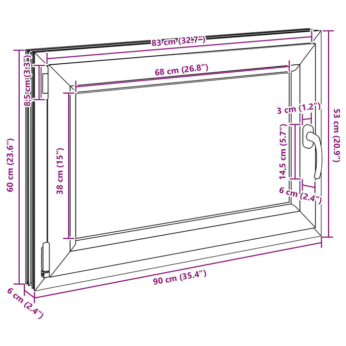 Fereastră pentru subsol RISOR Antracit 90 x 60 cm PVC și Sticlă - WALTI WALTI