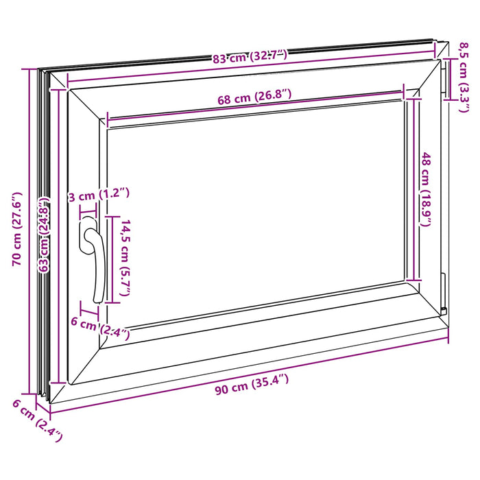 Fereastră pentru subsol RISOR Antracit 90 x 60 cm PVC și Sticlă - WALTI WALTI