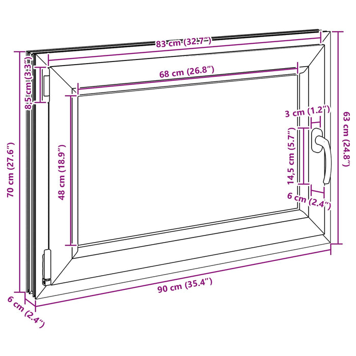 Fereastră pentru subsol RISOR Antracit 90 x 70 cm PVC și Sticlă - WALTI WALTI