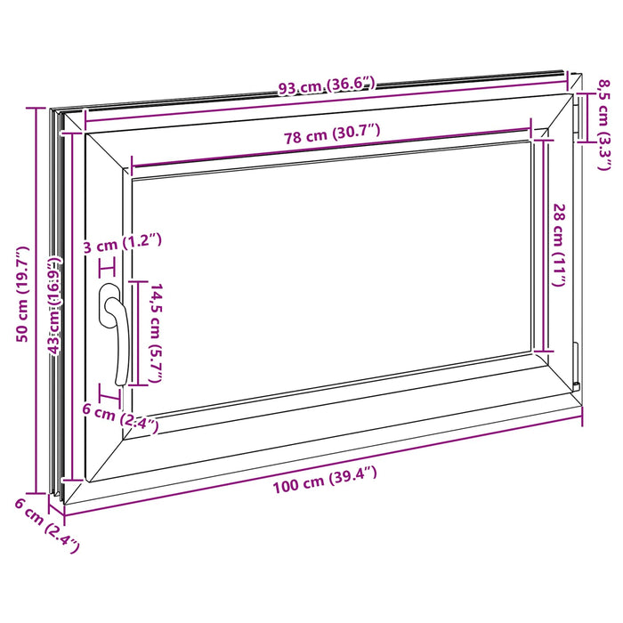 Fereastră pentru subsol RISOR Antracit 100 x 50 cm PVC și Sticlă - WALTI WALTI