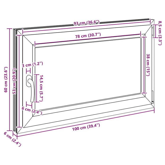 Fereastră pentru subsol RISOR Antracit 100 x 60 cm PVC și Sticlă - WALTI WALTI