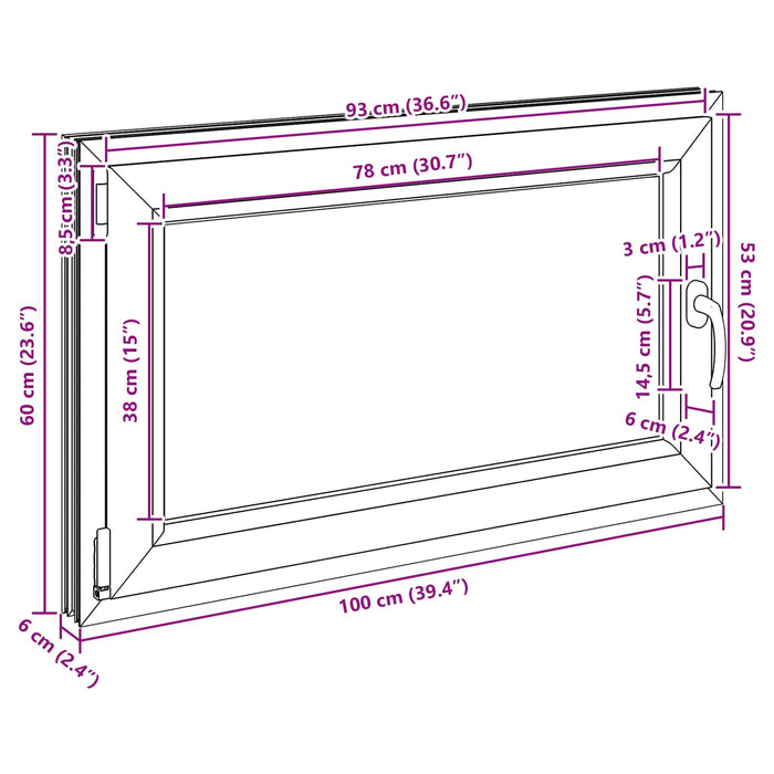 Fereastră pentru subsol RISOR Antracit 100 x 60 cm PVC și Sticlă - WALTI WALTI