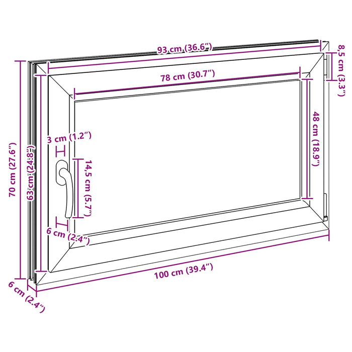 Fereastră pentru subsol RISOR Antracit 100 x 70 cm PVC și Sticlă - WALTI WALTI