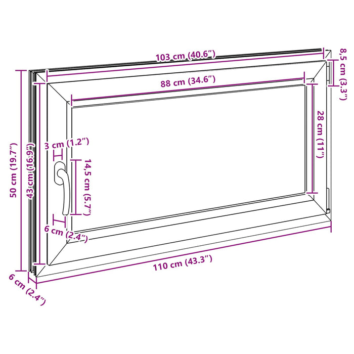 Fereastră pentru subsol RISOR Antracit 110 x 50 cm PVC și Sticlă - WALTI WALTI
