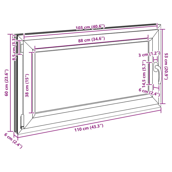 Fereastră pentru subsol RISOR Antracit 110 x 60 cm PVC și Sticlă - WALTI WALTI