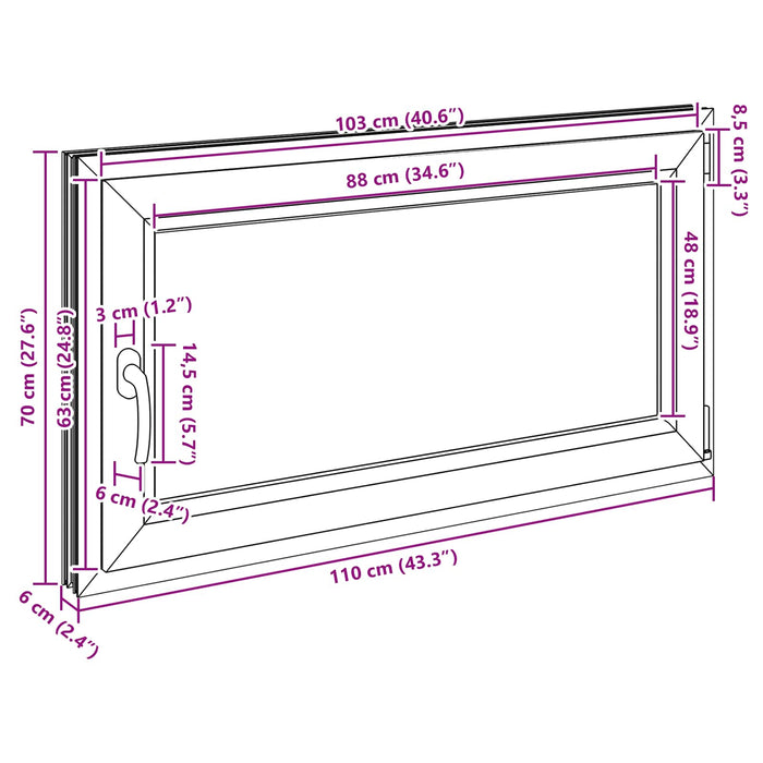 Fereastră pentru subsol RISOR Antracit 110 x 70 cm PVC și Sticlă - WALTI WALTI