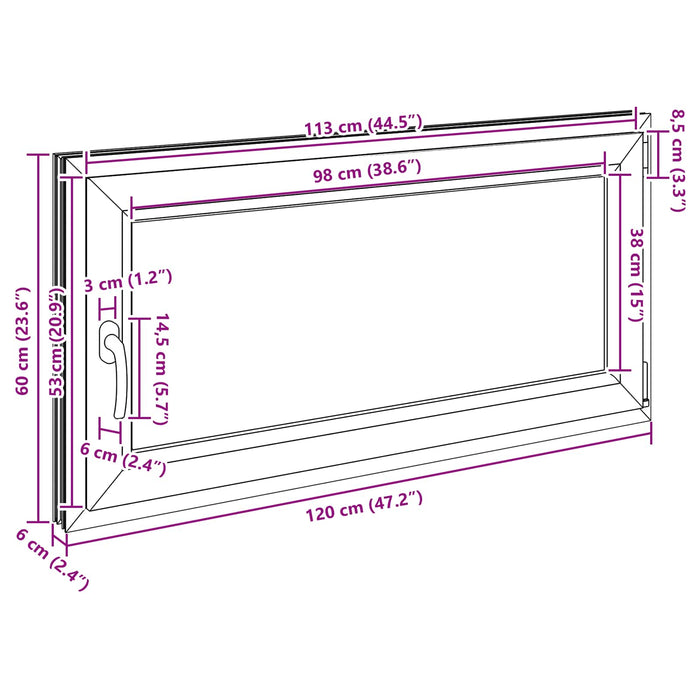 Fereastră pentru subsol RISOR Antracit 120 x 60 cm PVC și Sticlă - WALTI WALTI