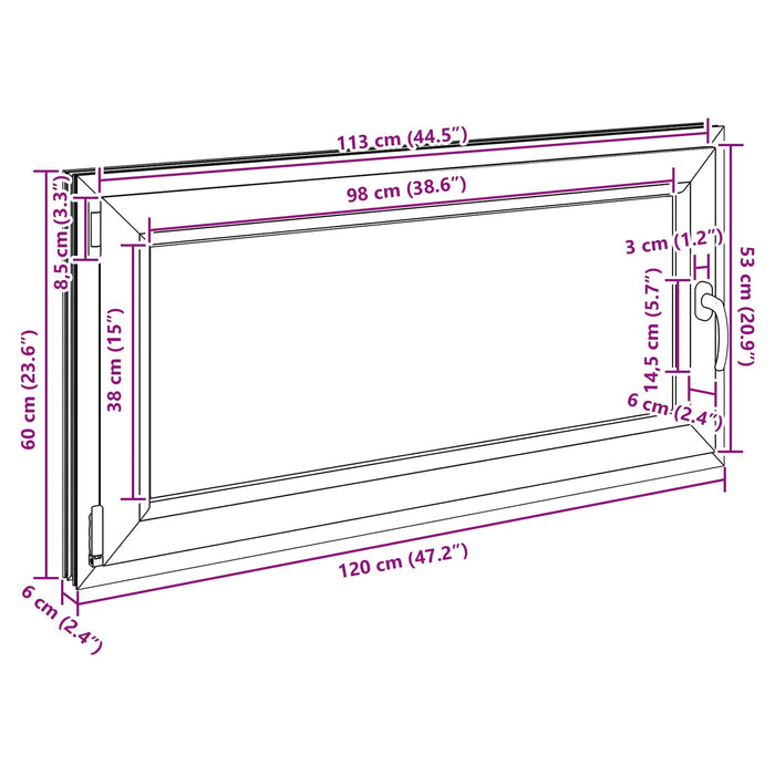 Fereastră pentru subsol RISOR Antracit 120 x 60 cm PVC și Sticlă - WALTI WALTI