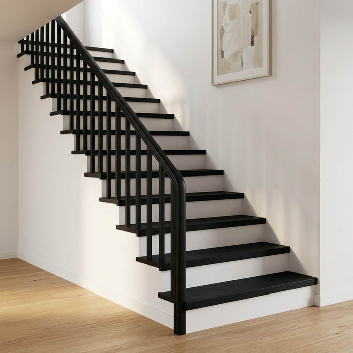 Trepte de scară 2 buc. 80 x 25 x 2 cm Negru Lemn de fag masiv WALTI