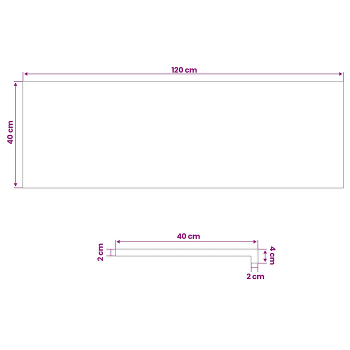 Pervazuri 2 buc. natural 120 x 40 x 2 cm Lemn de fag masiv WALTI