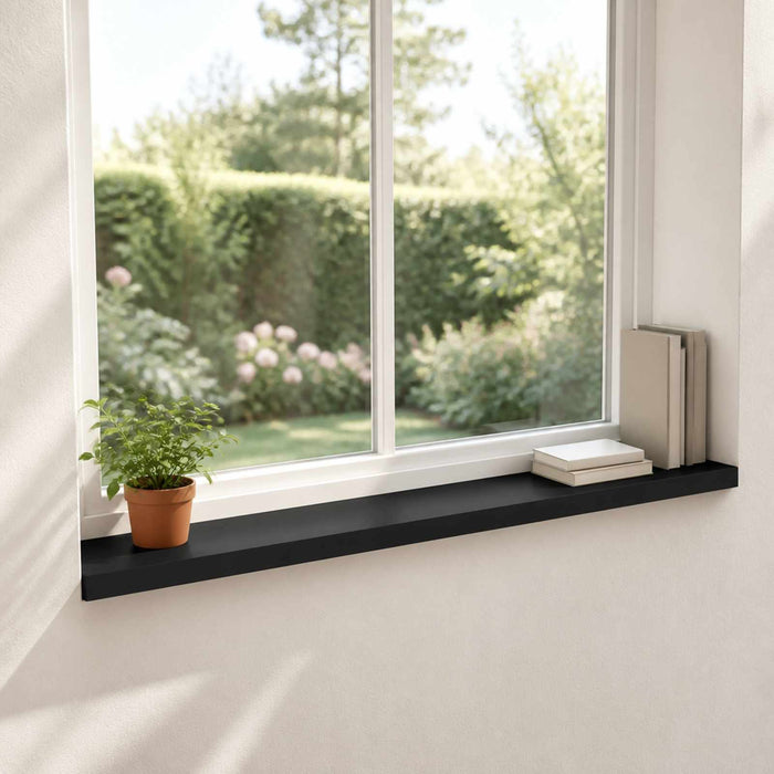 Pervazuri 2 buc. Negru 160 x 20 x 2 cm Lemn de fag masiv WALTI