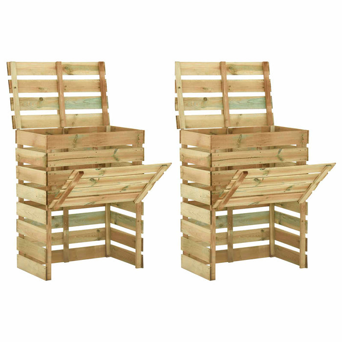 Compactor de grădină cu lamele 2 pcs Verde 110 x 58 x 113 cm - WALTI WALTI
