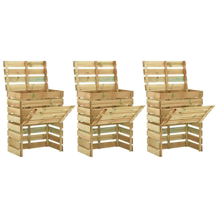 Compactor de grădină cu lamele 3 pcs Verde 110 x 58 x 113 cm - WALTI WALTI