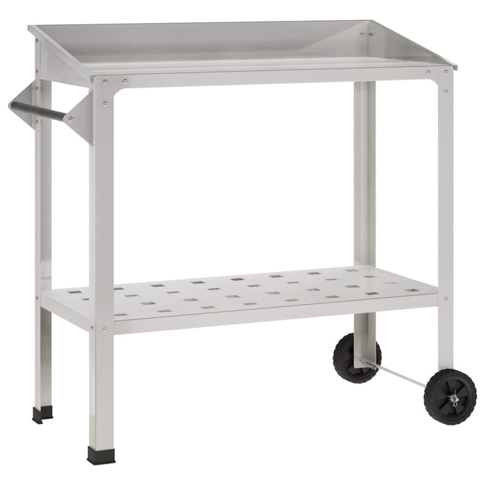 Masă pentru Ghivece cu Roți 96 x 50 x 89 cm Oţel inoxidabil WALTI