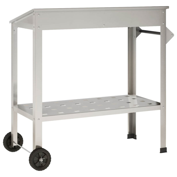 Masă pentru Ghivece cu Roți 96 x 50 x 89 cm Oţel inoxidabil WALTI