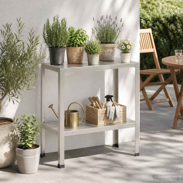 Masă pentru ghivece 100 x 40 x 80 cm Oţel inoxidabil Argintiu WALTI