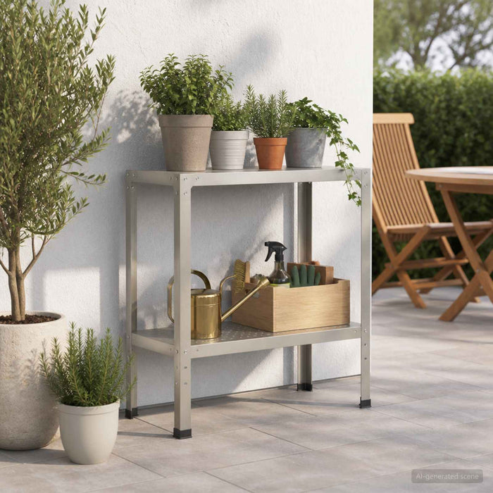 Masă pentru ghivece 80 x 40 x 80 cm Oţel inoxidabil Argintiu WALTI