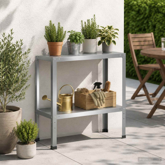 Masă pentru ghivece 80 x 40 x 80 cm Oțel Galvanizat Argintiu WALTI