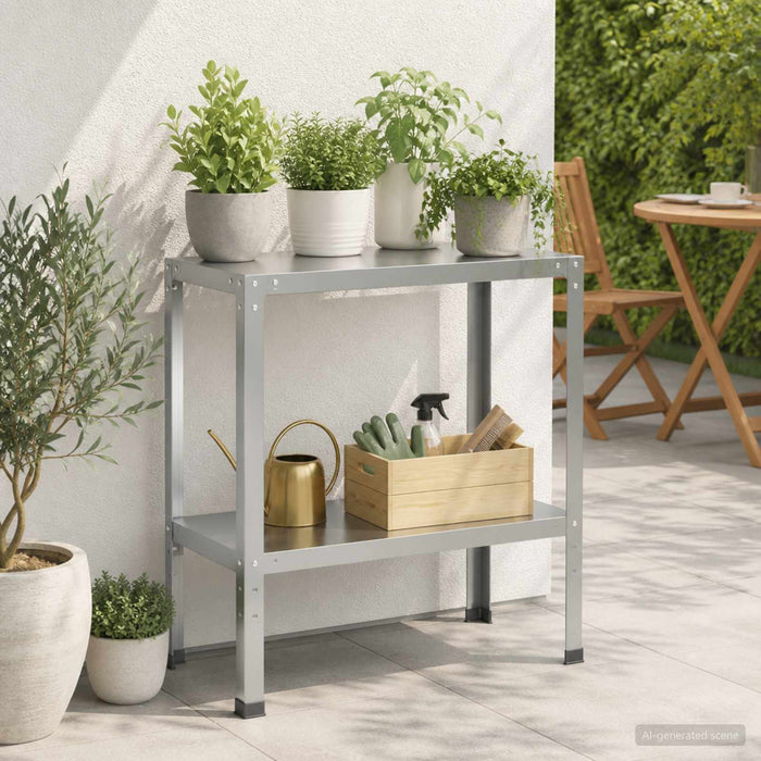 Masă pentru ghivece 60 x 40 x 80 cm Oțel Galvanizat Argintiu WALTI