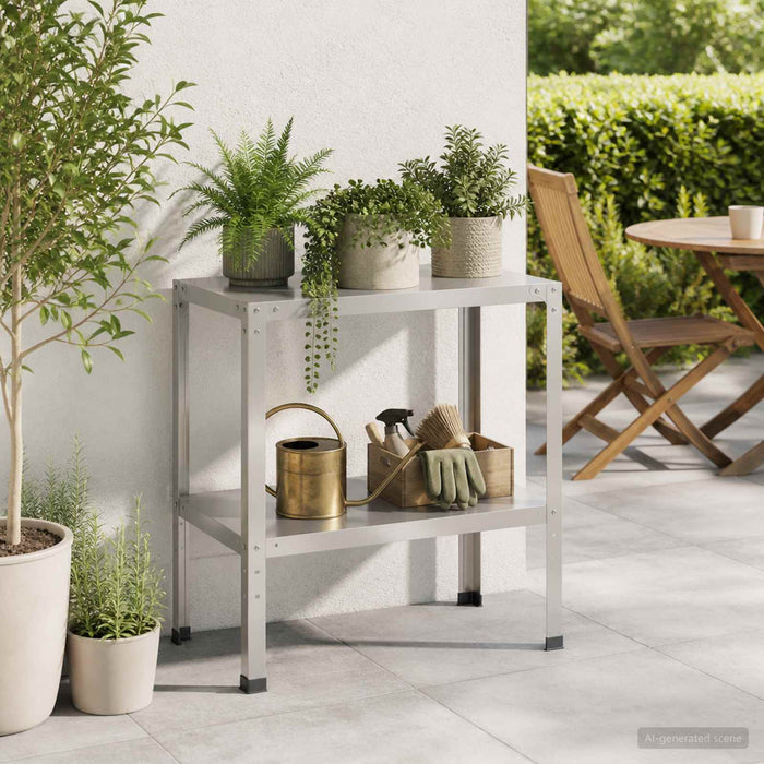 Masă pentru ghivece 100 x 50 x 80 cm Oţel inoxidabil Argintiu WALTI
