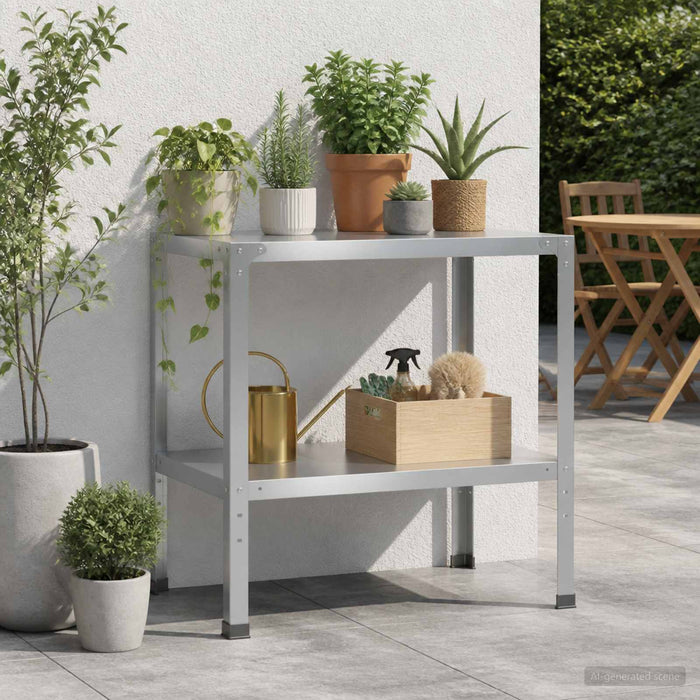 Masă pentru ghivece 100 x 50 x 80 cm Oțel Galvanizat Argintiu WALTI