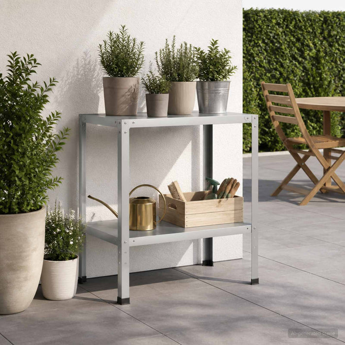 Masă pentru ghivece 80 x 50 x 80 cm Oțel Galvanizat Argintiu WALTI