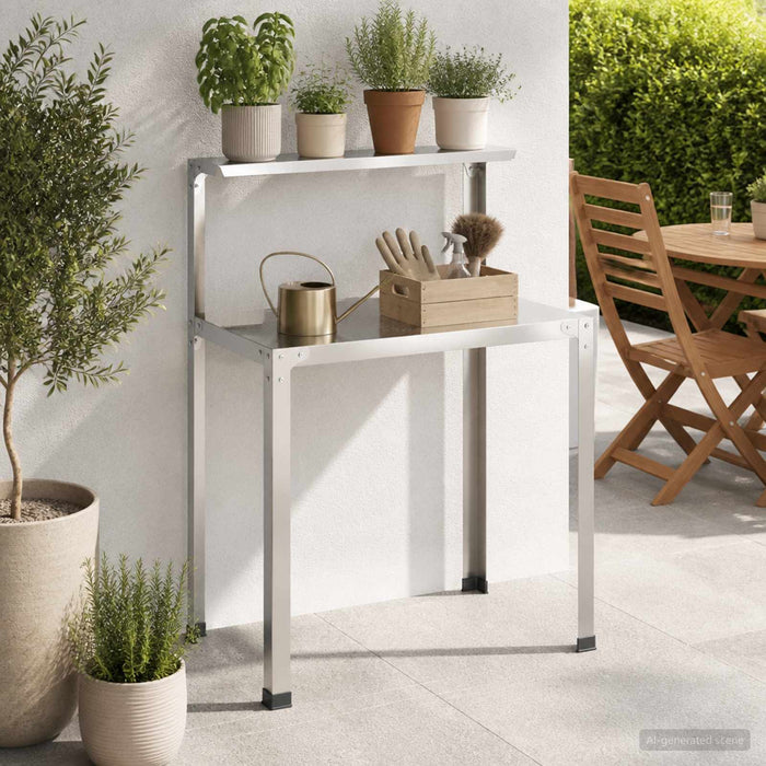 Masă pentru ghivece 80 x 50 x 104 cm Oţel inoxidabil Argintiu WALTI