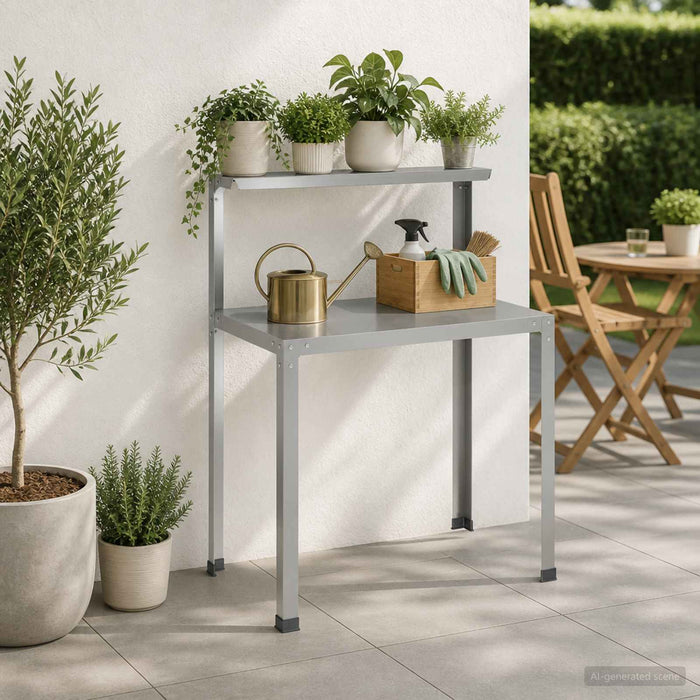 Masă pentru ghivece 80 x 50 x 104 cm Oțel Galvanizat Argintiu WALTI