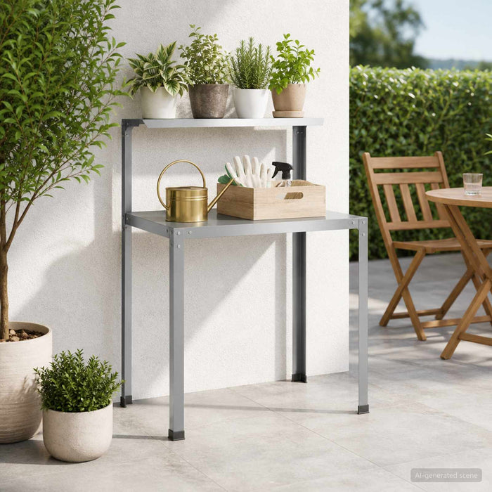 Masă pentru ghivece 60 x 50 x 104 cm Oțel Galvanizat Argintiu WALTI