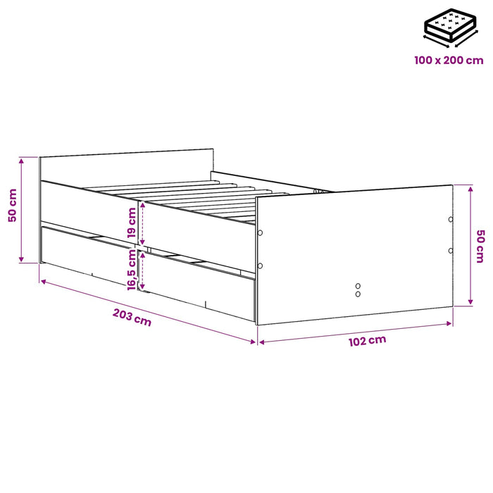 Cadru de pat Lemn vechi 100 x 200 cm Lemn prelucrat WALTI