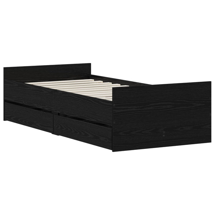 Cadru de pat Stejar Negru 100 x 200 cm Lemn prelucrat WALTI