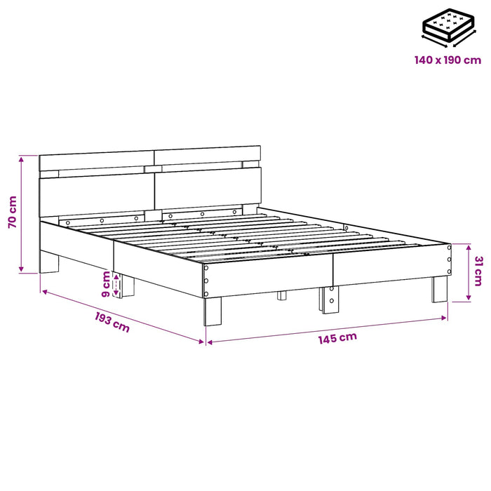 Cadru de pat Lemn vechi 140 x 190 cm Lemn compozit - WALTI WALTI