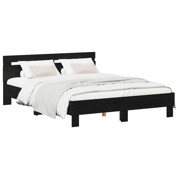 Cadru de pat Stejar Negru 140 x 190 cm Lemn compozit WALTI