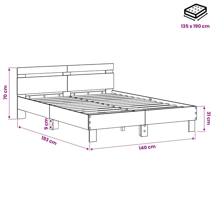 Cadru de pat Lemn vechi 135 x 190 cm Lemn compozit WALTI