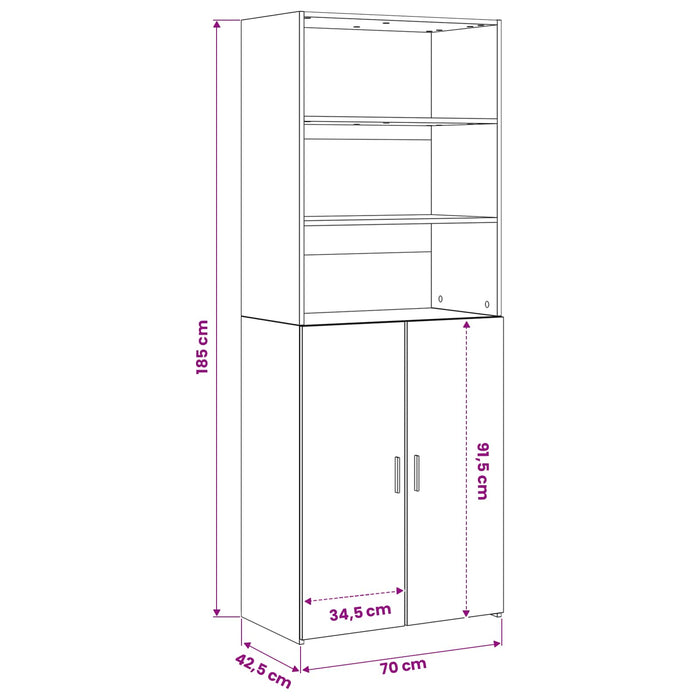 Bufet Stejar Artizanal 70 x 42,5 x 185 cm Lemn prelucrat WALTI