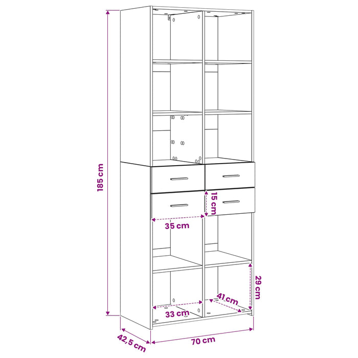 Bibliotecă Stejar artizanal 30 x 42.4 x 185.2 cm WALTI