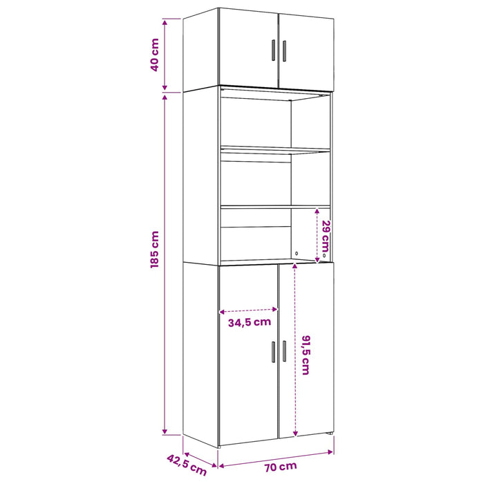 Dulap de depozitare cu rafturi Stejar Negru 70 x 42,5 x 225 cm WALTI