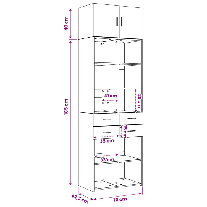 Dulap de depozitare cu rafturi Lemn vechi 70 x 42,5 x 225 cm WALTI