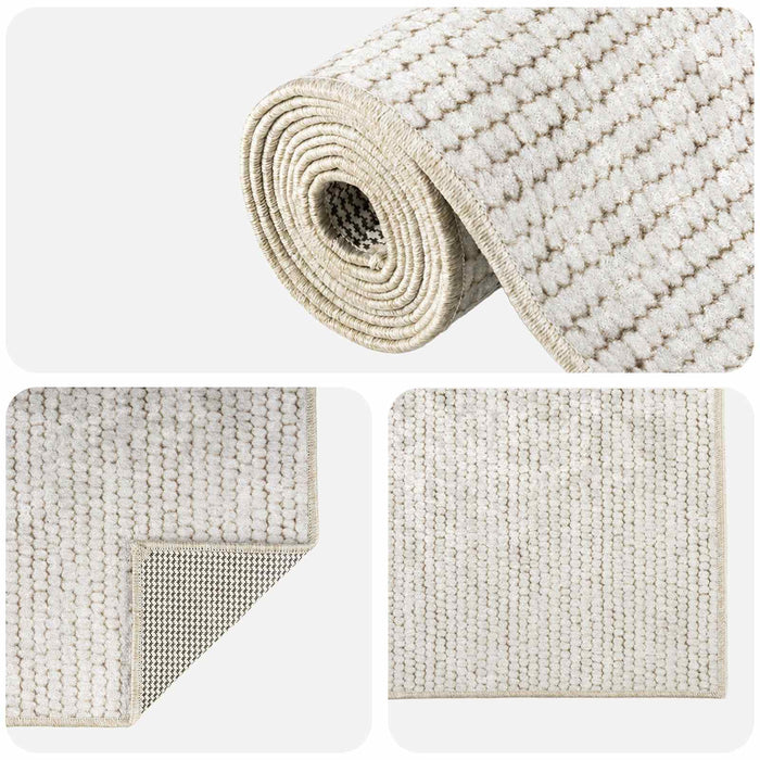 Covor Crem 100 x 300 cm 100% Polyester 3 mm Spălabil WALTI