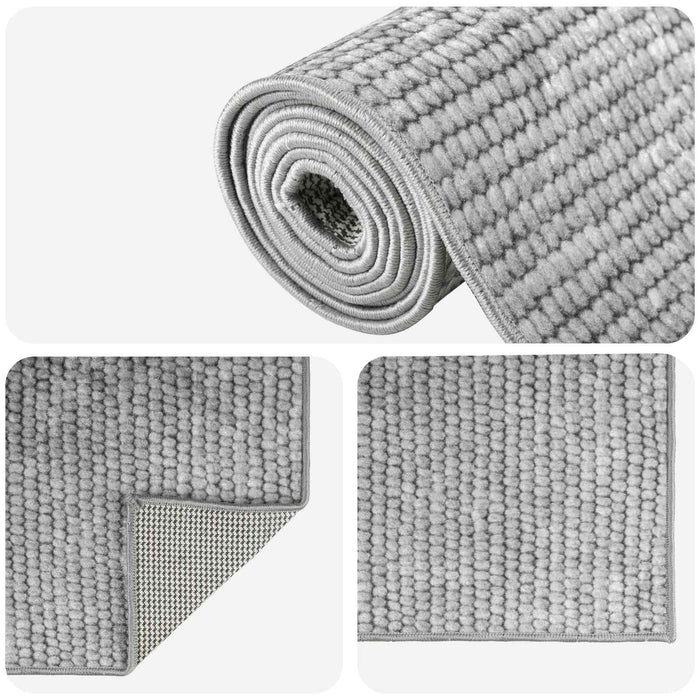 Covor Gri 100 x 400 cm 100% Polyester 3 mm Spălabil WALTI