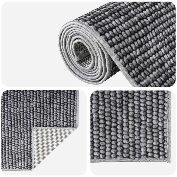 Covor Antracit 50 x 250 cm 100% Polyester 3 mm Spălabil WALTI