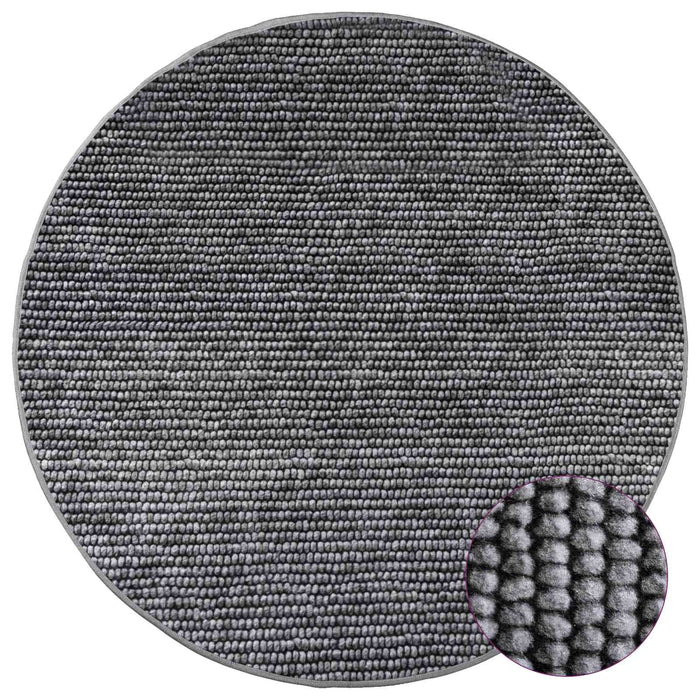 Covor Antracit Ø 120 cm 100% Polyester 3 mm Spălabil WALTI