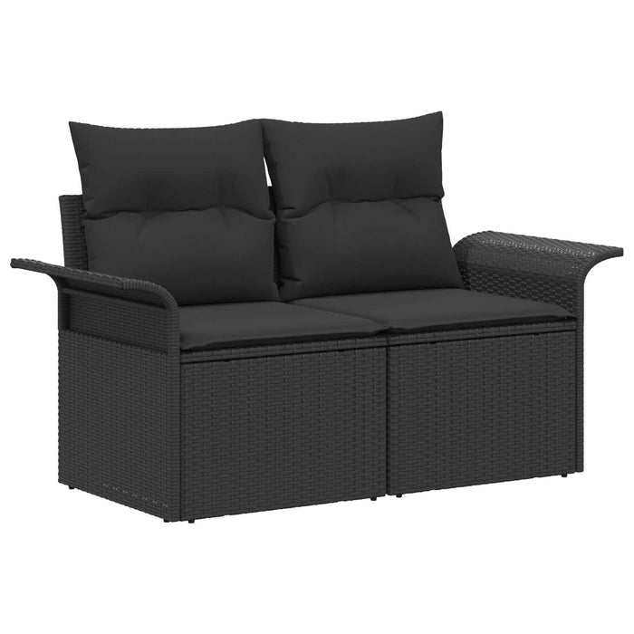 Set de canapea 6 buc. Negru Ratan poli și Oțel WALTI