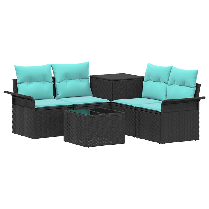 Set de canapea 6 pcs 4-Număr de locuri Negru și Albastru WALTI