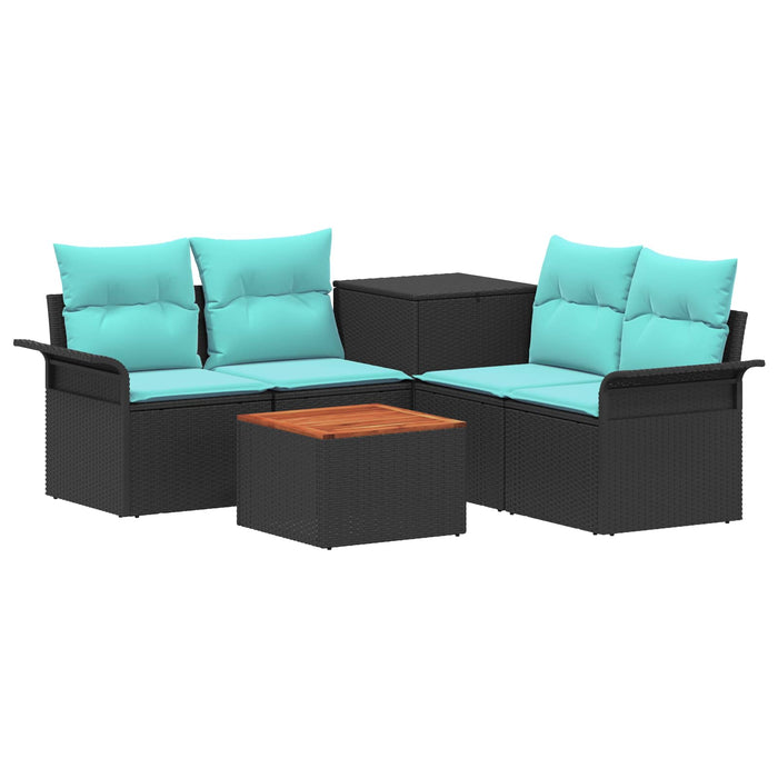 Set de canapea 6 pcs 4-Număr de locuri Negru și Albastru WALTI