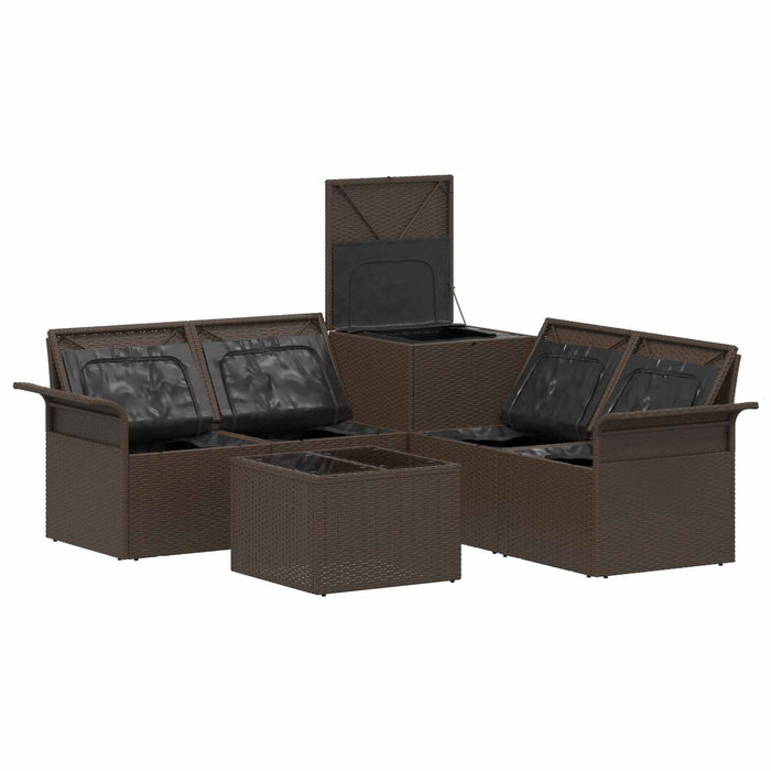 Set de canapea 6 pcs 4-Număr de locuri Maro și roșu WALTI